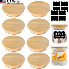 Oui Yogurt Jar Lids - 8 Pack Lids-Natural Bamboo Wood with 8Pcs