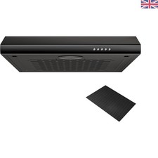 Silent 60cm Cooker Hood with 3 Speeds, LED Light & Easy Installation - Black