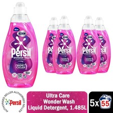 Image of Persil Wonder Wash Liquid Laundry Detergent Bio Ultra Care 55 Washes 1.485L, 5pk