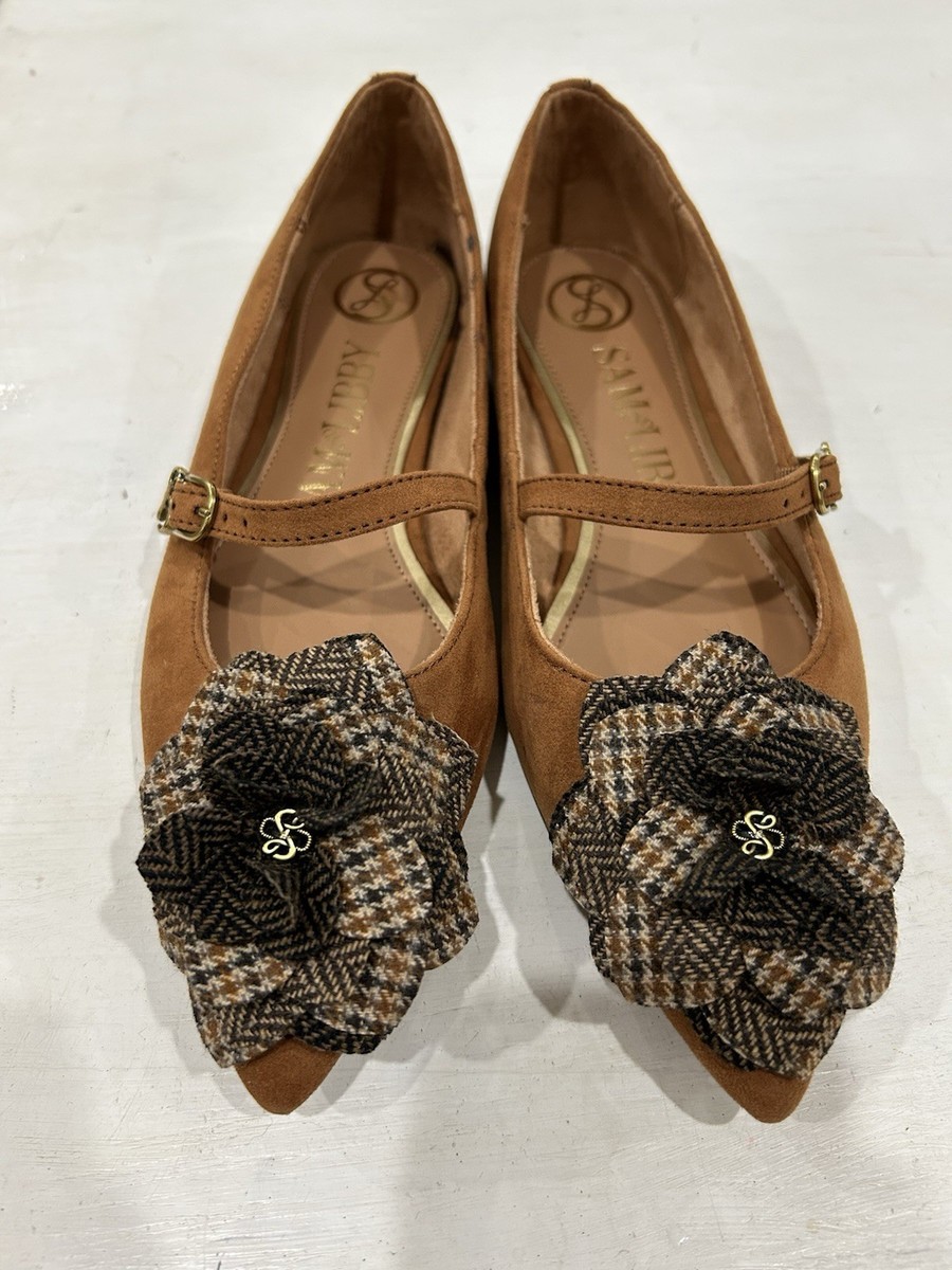 Sam Libby Brown Ballet With Flower Flats Women's