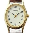 SEIKO 1N01-0AW0 Gold Leather Watch Quartz Working Wrist 12.5-16.5cm Vintage