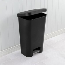 Sterilite 1069 11.9 Gal Rectangle Step On Trash Kitchen Wastebasket, Black