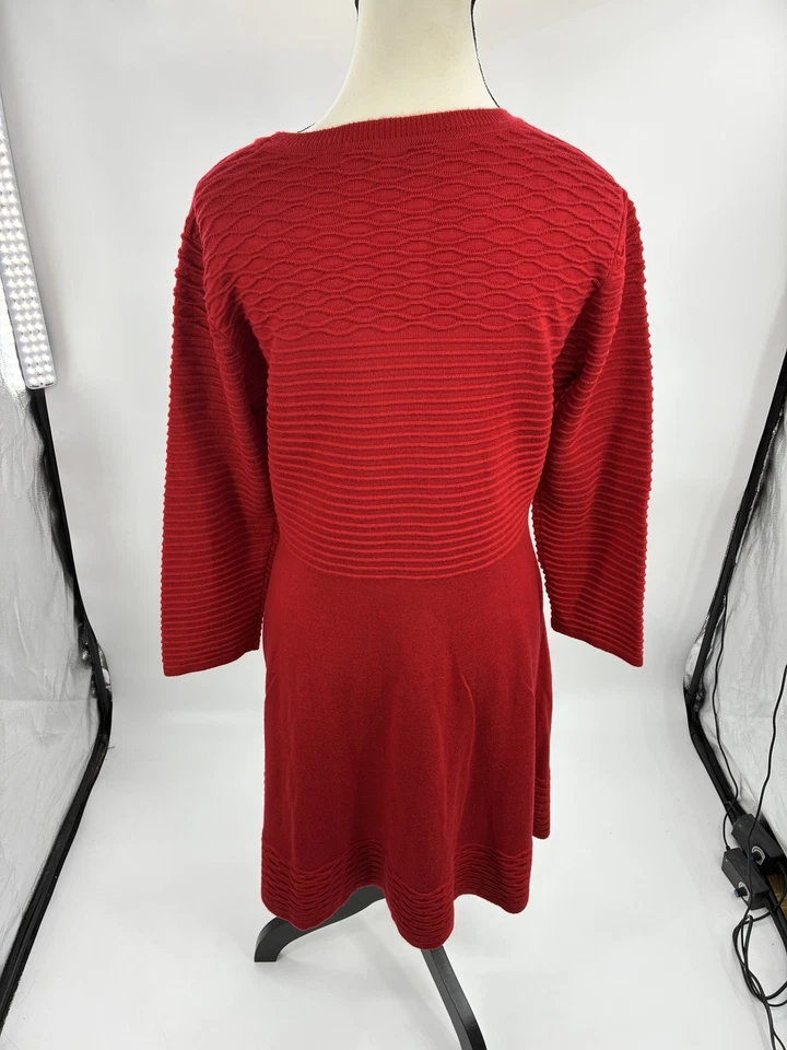 Vestido Suéter Marc New York Para Mujer L Rojo Calce y Acampanado Manga Larga Tejido Informal Foto 4 de 4