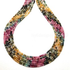 Tourmaline Faceted Rondelle Loose Beads   3x2mm Natural Gemstone 15 Inch Strand
