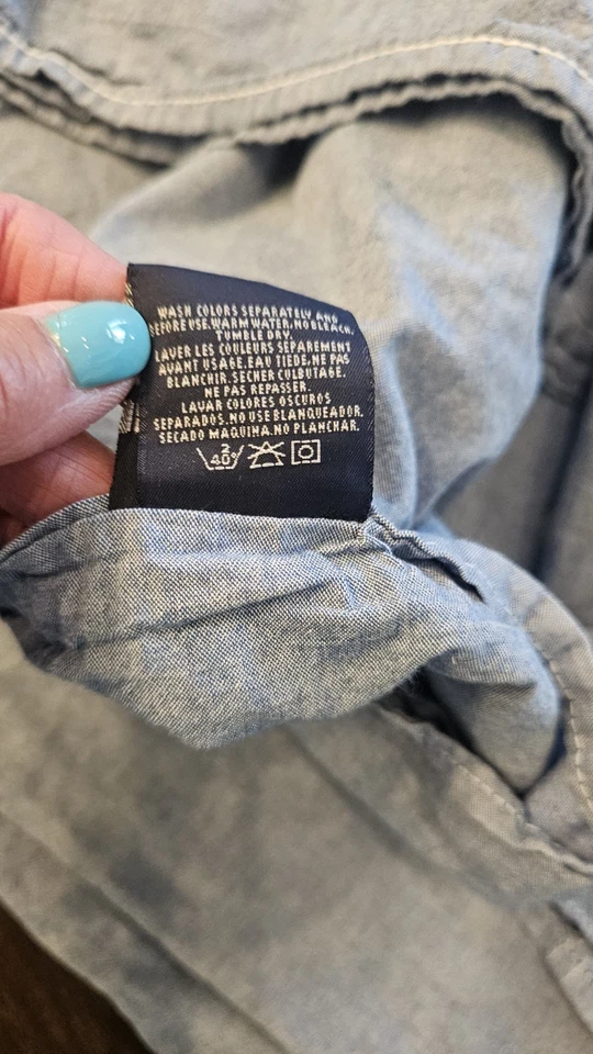 Ralph Lauren Chambray Blue Queen Flat Sheet Cotton Vintage - Image 4 of 4