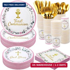 Kochorie 400 Pieces Pink First Communion Decorations, Disposable First Holy Comm