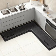 L-Shaped Bathroom Mat Water Absorbent Kitchen Corner Carpet  For Home Corner