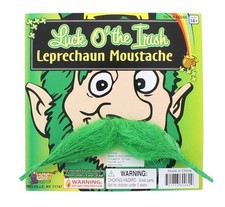 St. Patrick's Green Costume Leprechaun Moustache One Size