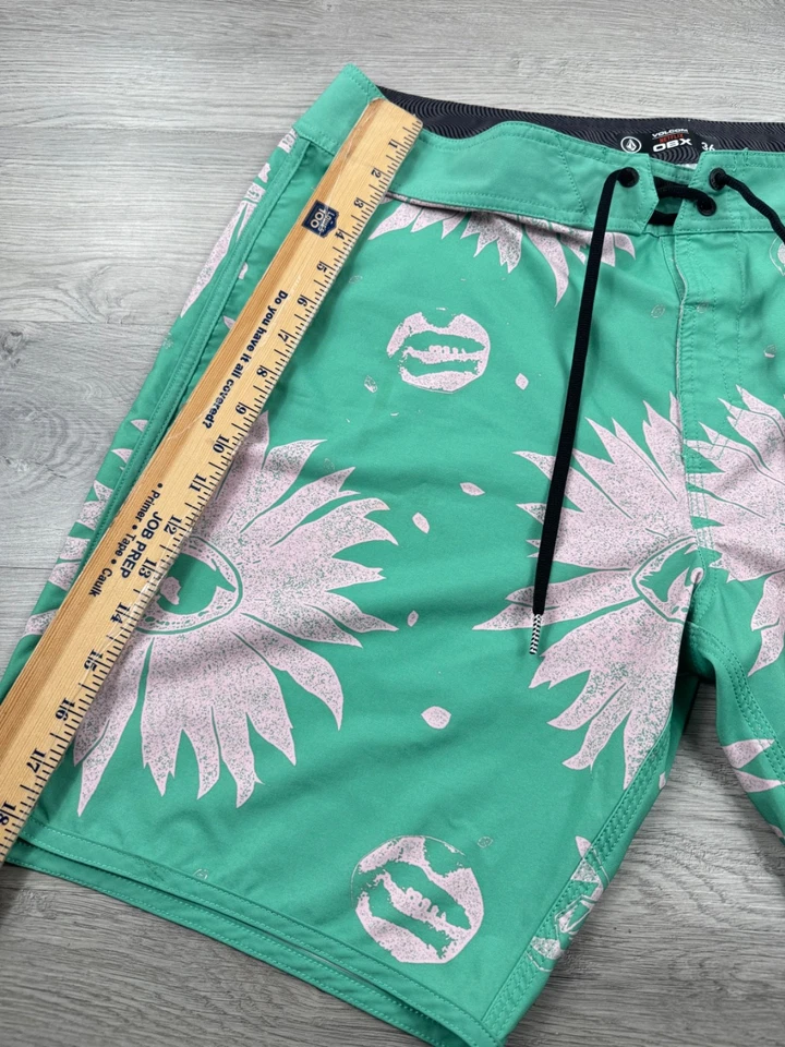 Volcom Shorts 36 Green Floral Outer Banks Floral Pope Netflix Swim Trunks Beach - Image 3 of 4