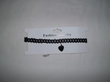 Tween girls heart charm choker black nip