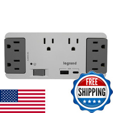 On-Q 6 Outlet Enclosure Surge Protector One Usb-A And One Usb-C Ac1062