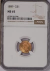 Photo of a 1889-P Gold Dollar from an eBay listing that sold on Jun 2, 2026