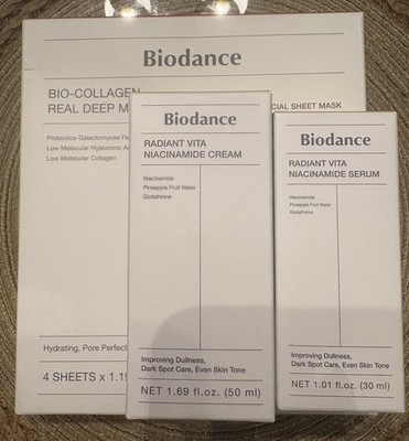 BIODANCE Radiant Vita Niacinamide Serum & Cream and 4 Collagen Masks Dark Spots