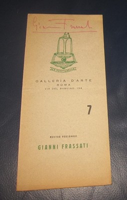 1954 Gianni Frassati Invito Mostra Personale alla Fontanella Monza Con autografo