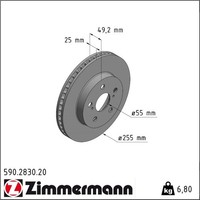2X Zimmermann 590.2830.20 Bremsscheibe FüR Toyota Prius Phv W5 W52