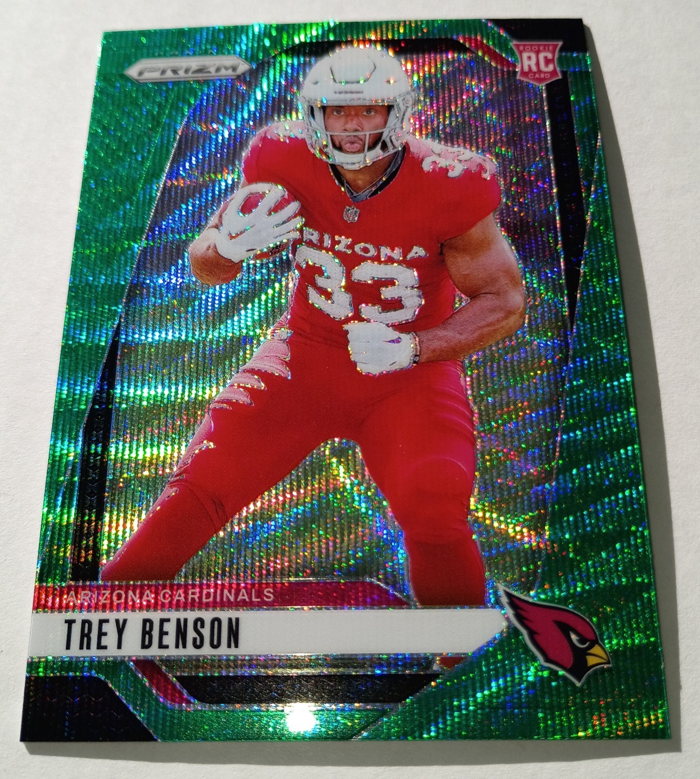 2024 PANINI PRIZM TREY BENSON ARIZONA CARDINALS GREEN WAVE PRIZM RC #392