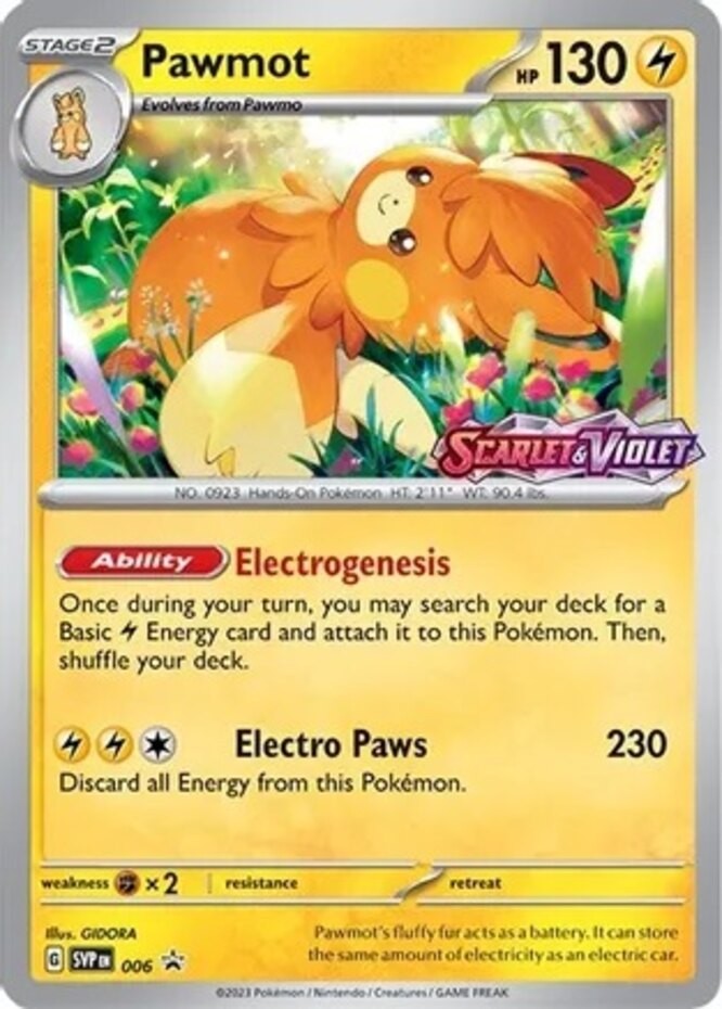 Moderately Played, English - 1 x Pokemon Pawmot - SVP006 - Prerelease Promo Scar