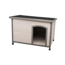 Natura Classic Dog House - Wooden Outdoor Shelter with Weatherproof Small Gray