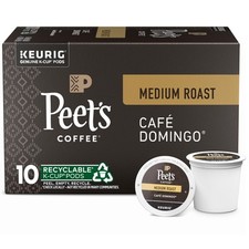 Peet's Coffee Cafe Domingo 10 Count Dark Roast K Cup Pods for Keurig Brewers