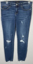 Judy Blue Jeans Womens 13/31 Blue Denim Skinny Fit Stretch Distressed Ripped