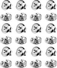 24PCS 925 Silver Earring Backs Replacements, 18K White Gold Plated Hypoallergeni