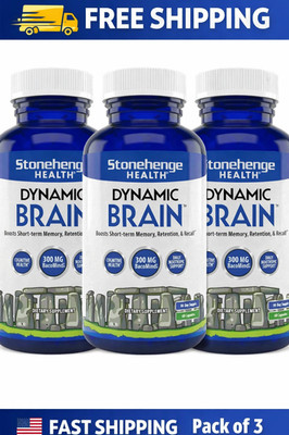 Pack of 3 Dynamic Brain Supplement 60 Capsules Memory Focus Clarity, EXP 09/2027