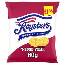 Roysters T-Bone Steak Crisps Crunchy Potato 20 x 60g FAST AND FREE DELIVERY