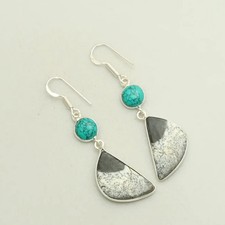Dendrite Opal Turquoise Gemstone Drop Dangle Earrings Jewelry Gift 2