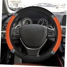 15 Inch Rhinestone Leather Steering Wheel Cover Breathable Non-slip Orange