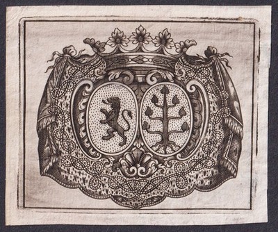 Jean-Joseph De Berghes Vicomte Flandre Ex Libris Exlibris Bookplate