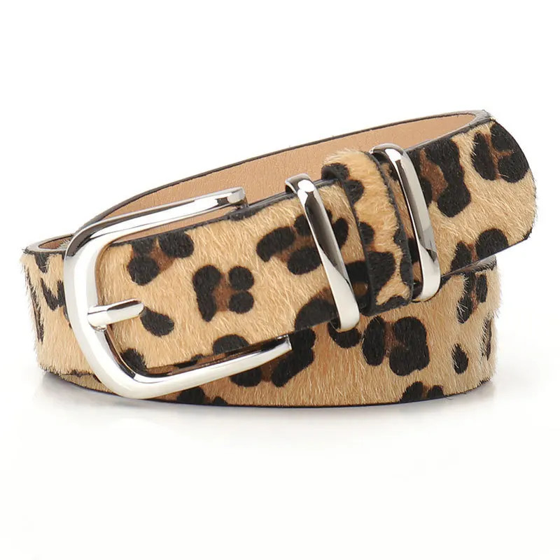 Women's Belt Leopard Print Faux Leather Punk Metal Buckle Waist Accessory Belts