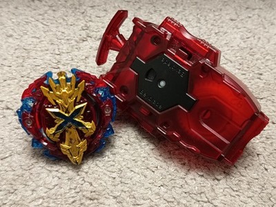 Xeno Xcalibur Magnum Impact + String Launcher Red Beyblade lot TAKARA TOMY BURST