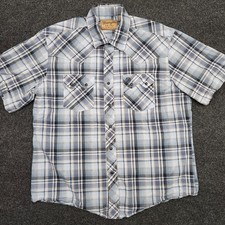 Wrangler Retro Mens XL Blue White Pearl Snap Up Shirt Cowboy Western