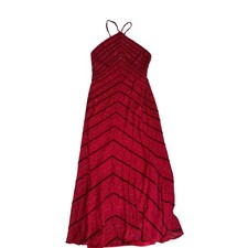 Laurence kazar Red Beaded Chevron Maxi Dress Evening Glamour Special Occasion