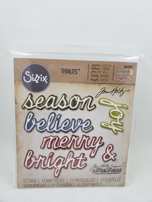 TH3 Sizzix Tim Holtz Thinlits ''Shadow Script Christmas 663104 New