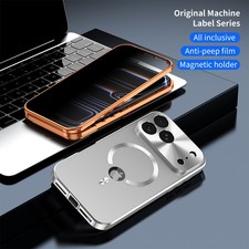 For iPhone 18 Pro Max/17/Air/18 Pro Metal Bumper Magnetic Case Glass Front Cover