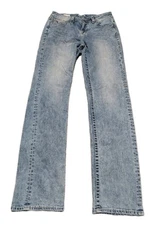 Vigoss Jeans Womens Jeans Size 10 30x33  Distressed Straight Mid Y2K Embroidered