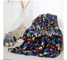 Zonli Children's Dinosaur Blanket Throw Fleece Blanket 50" x 60" Navy Dinosaur