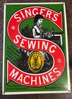Rare Singer's Porcelain Enamel Singer Sewing Machine Steel Advertising Sign 1800