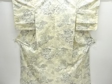 7642923: JAPANESE KIMONO / SILK / OSHIMA TSUMUGI / DYED / FLORAL PLANTS