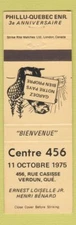Matchbook Cover - Centre 456 Verdun QC