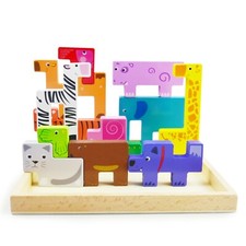 Wooden Puzzle Shape Sorter Board Animal Blocks Learning Toddler Kids Xmas Gift