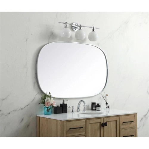 Elegant Decor Brynn 30x48" Oval Modern Metal Wall-Mounted Mirror in Silver - Picture 11 of 11