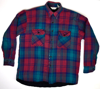 Vintage Sears Plaid Flannel Shirt Jacket Sz M/L 80s Teal Vintage Sears Plaid Flannel Shirt Jacket Sz M/L 80s Teal