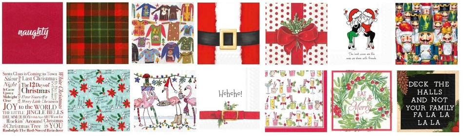 Boston International Paper Cocktail or Lunch Napkins, Holiday Christmas