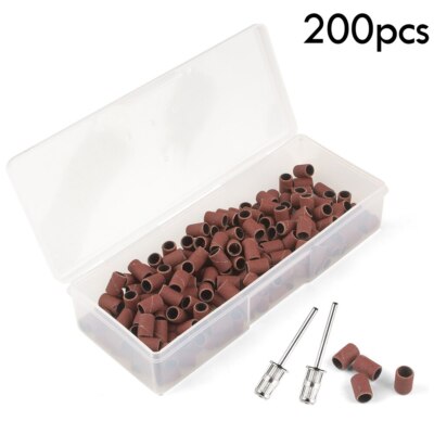 200Pcs Nail Drill Bits Sanding Bands with Storage Box Set Nail File Grinder Band