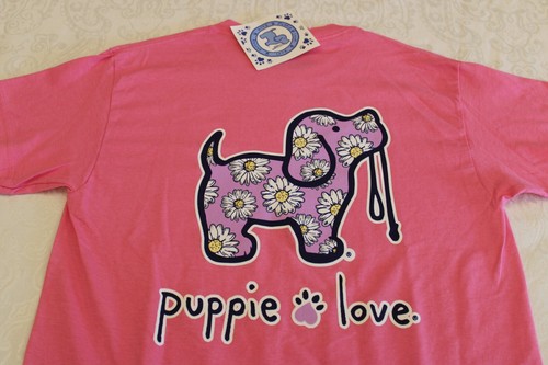 Puppie Love Youth Short Sleeve T-Shirt - PINK, DAISY FILL, NEW - Picture 1 of 4