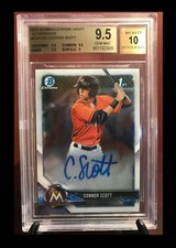 1-2018 BOWMAN CHROME DRAFT AUTO CONNOR SCOTT PIRATES CARD#CDA-CSC BGS9.5/10 935