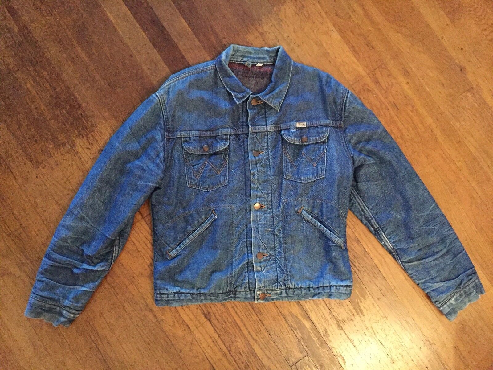 RARE VTG WRANGLER BLUE BELL SANFORIZED JACKET WESTERN L MEN SPORT DENIM 50S  60S | eBay