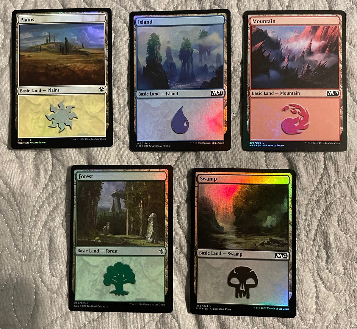 MTG Basic Land Lot - FOIL 6X each land type (SOI-DMU) NM 30 total